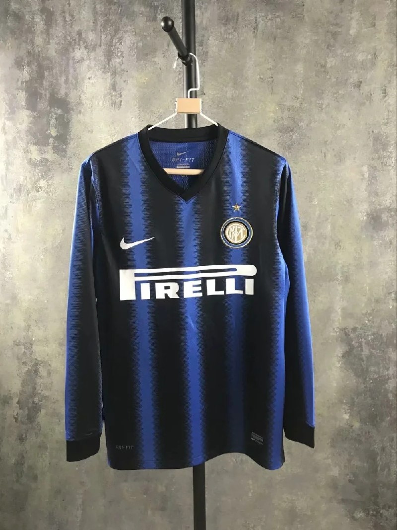 Retro 10-11 Inter Milan home long sleeves soccer jersey size S-2XL