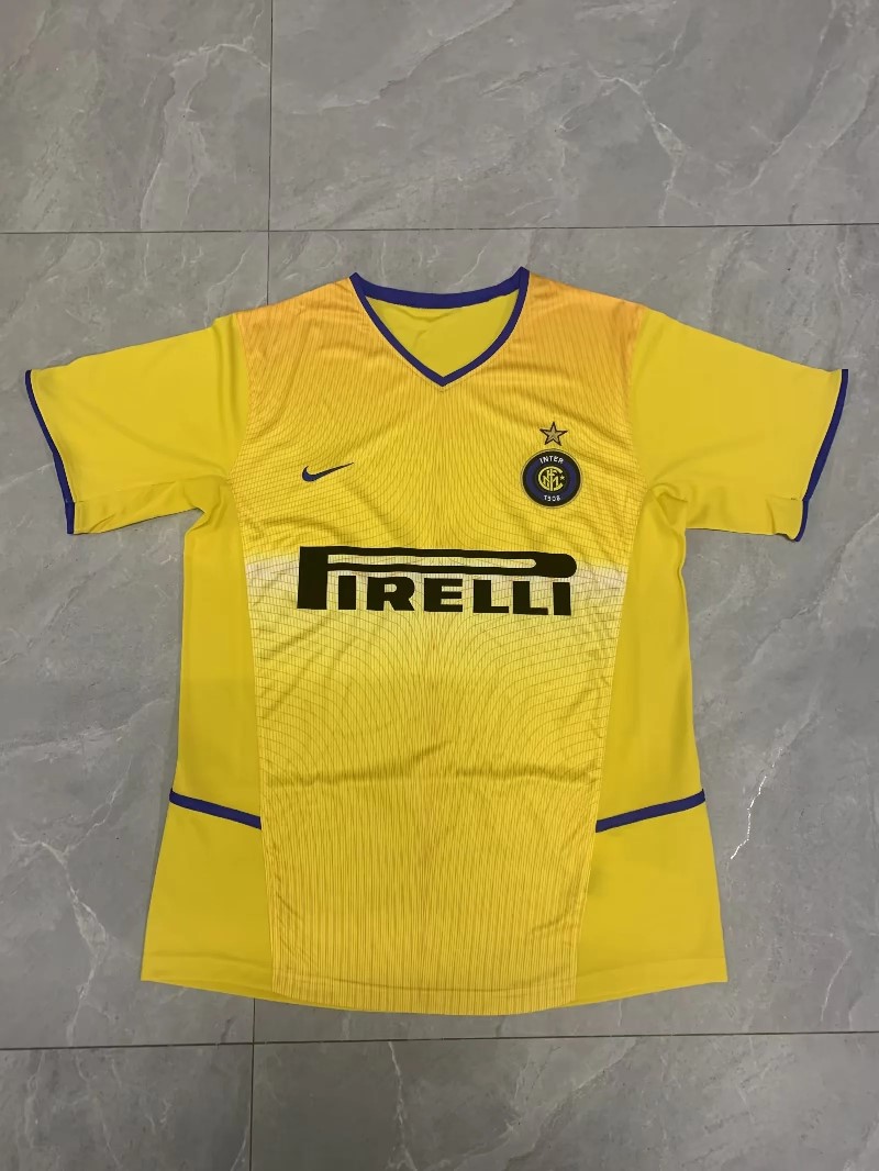 Retro 02-03 Inter Milan yellow socer jersey size S-2XL