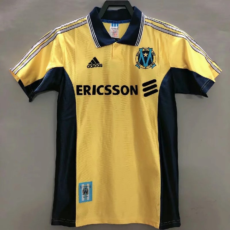 Retro 98-99 Marseille yellow soccer jersey size S-2XL