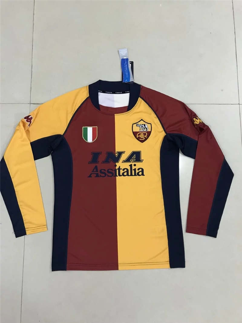 Retro 2001-2002 Roma cup Champions league home long sleeves S-2XL