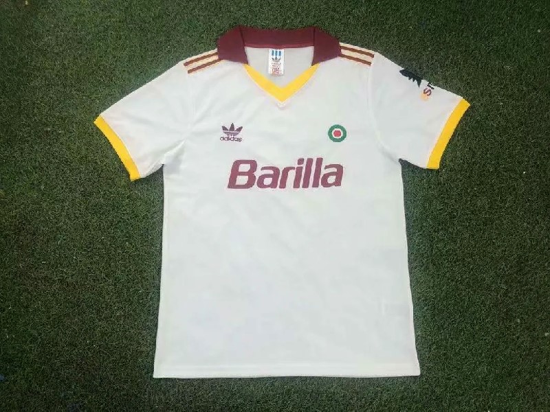 Retro 91-92 Roma away white soccer jersey size S-2XL